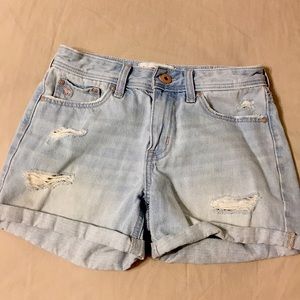 Abercrombie Kids Light-Wash Ripped Denim Shorts